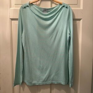Women’s Vineyard Vines Teal Striped Long Sleeve Top Size Medium